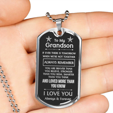Grandson (Always Remember) Dog Tag Necklace - Love You This Much